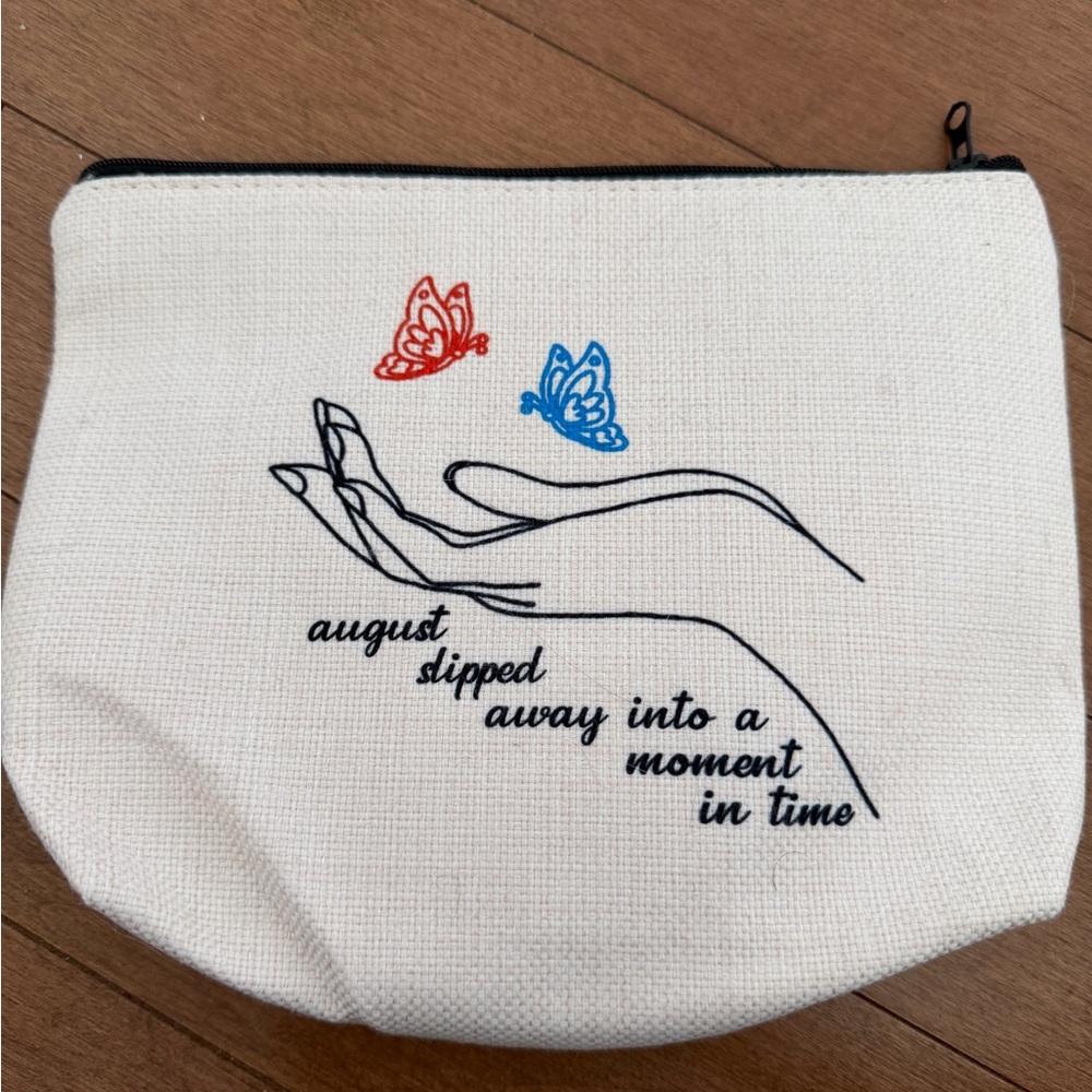 Taylor Swift Cream Canvas Pouch with Artistic Design